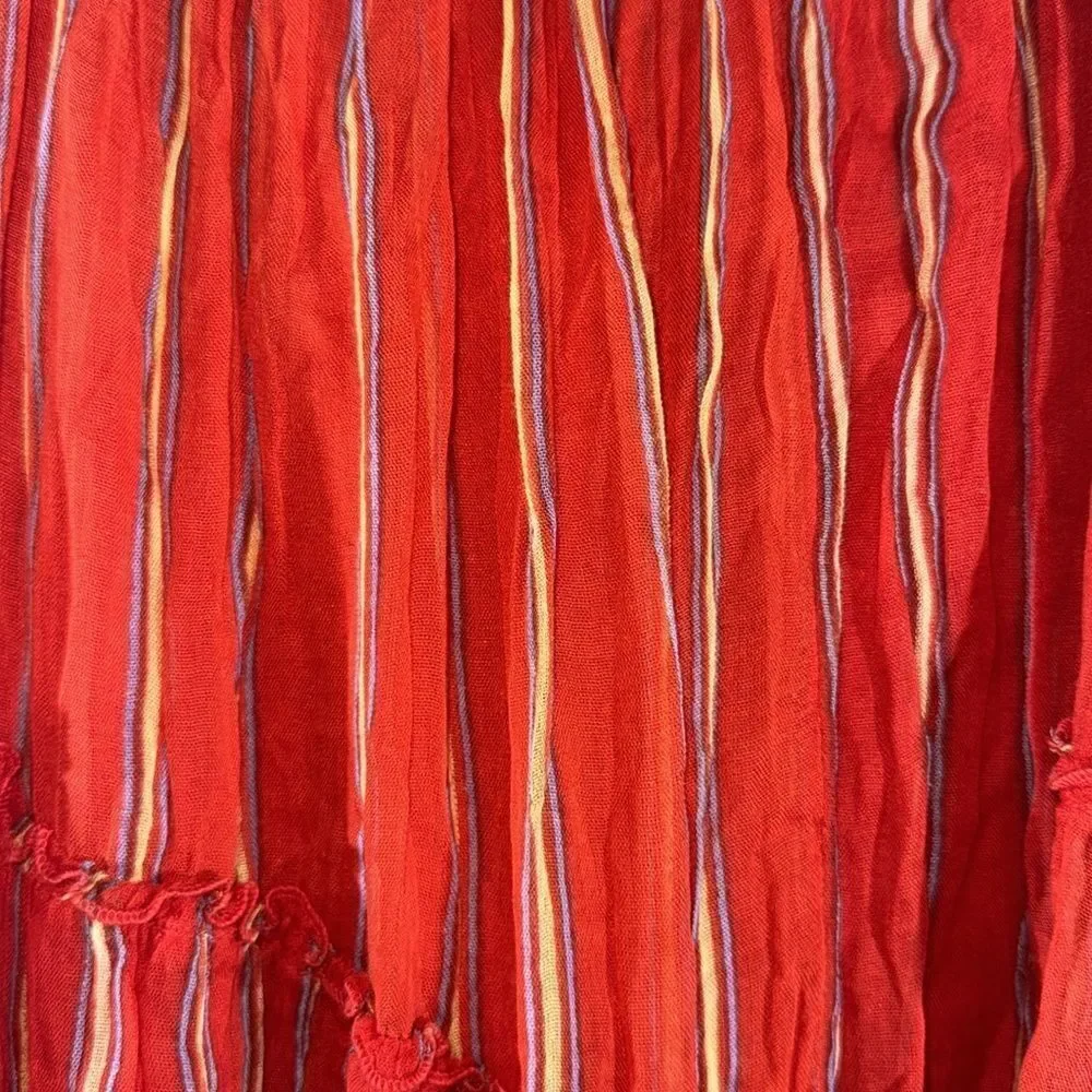 Free People Ember printed Fire Red A-Line MIDI Skirt in Medium NWOT - Picture 7 of 7